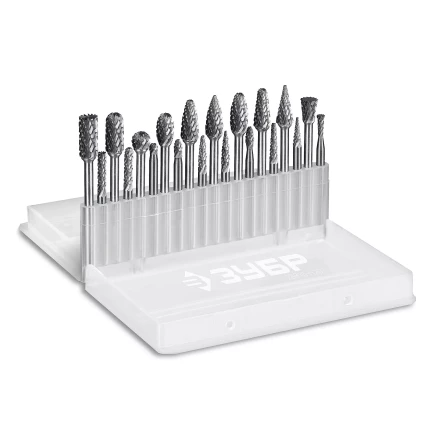 Зубр Набор твердосплавных борфрез для гравера, 20 шт.: 6 мм: B0616, C0616, D0605, E0610, F0618, G0618, H0618, L0616, M0618, N0608; 3 мм: B0314, C0314, D0303, E0306, F0313, G0314, H0313, L0313, M0311, N004 (28816-H20) купить в Тобольске