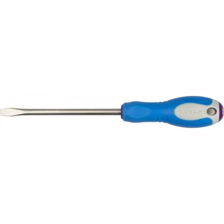Отвертка ЗУБР, Cr-V сталь, трехкомпонентная рукоятка, цветовая индикация типа шлица, SL, 8,0x150мм 25251-8.0-150 купить в Тобольске
