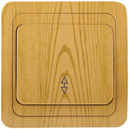 Выключатель СВЕТОЗАР &quot;ГАММА&quot; проходной, одноклавишный, цвет ольха, 10A/~250B SV-54137-A купить в Тобольске