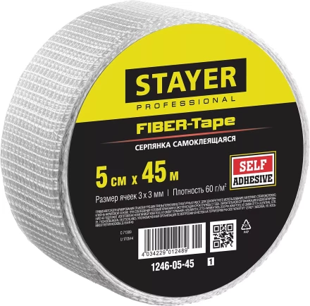 Серпянка самоклеящаяся FIBER-Tape, 5 см х 45м, STAYER Professional 1246-05-45 1246-05-45_z01 купить в Тобольске