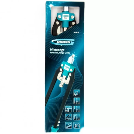 Заклепочник двуручный усиленный 520 мм, удлин.рукоятки, для заклепок 3,2-4,0-4,8-6,0-6,4 GROSS 40409 купить в Тобольске