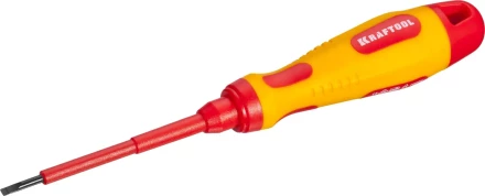Отвертка KRAFTOOL, высоковольтная, Cr-Mo-V стержень, двухкомпонент. маслобензостойкая рукоятка, SL, 2,5х75мм 250083-2.5-075 купить в Тобольске