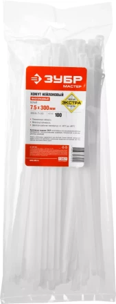 Хомуты нейлоновые ЗУБР &quot;МАСТЕР&quot; многоразовые, 7,5 мм x 300 мм, 100 шт 309240-75-300 купить в Тобольске