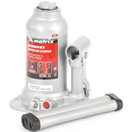 Домкрат гидравлический бутылочный телескопический 4 т подъем 170-420 мм MATRIX 50743 купить в Тобольске
