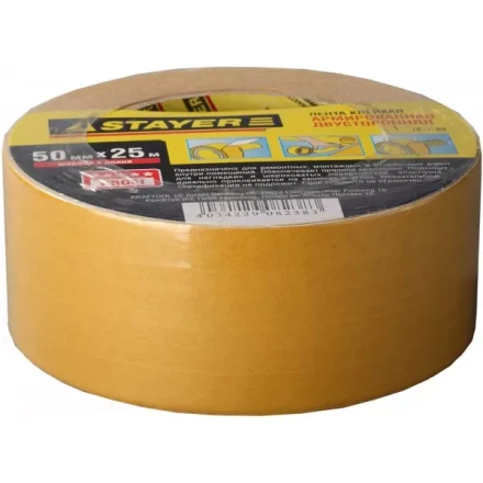 Двухсторонняя клейкая лента на тканевой основе, STAYER Profi 1217-25, 50мм х 25м 1217-25 купить в Тобольске
