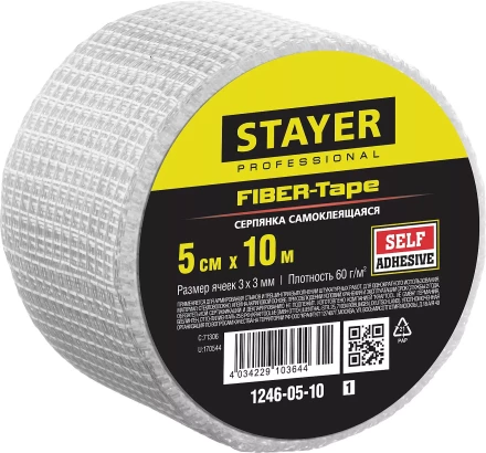 Серпянка самоклеящаяся FIBER-Tape, 5 см х 10м, STAYER Professional 1246-05-10 1246-05-10_z01 купить в Тобольске