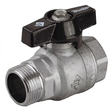 Кран шаровой ЗУБР полнопроходной &quot;мама-папа&quot;, бабочка, хромиров латунь, 3/4&quot; 4-51324-C-3/4 купить в Тобольске