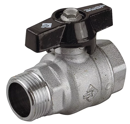 Кран шаровой ЗУБР полнопроходной &quot;мама-папа&quot;, бабочка, хромиров латунь, 3/4&quot; 4-51324-C-3/4 купить в Тобольске