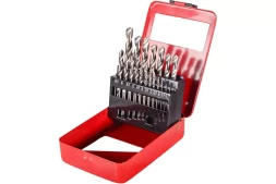 Набор сверл по металлу Вихрь, 1-10мм (через 0,5мм), HSS, 19шт., металл. коробка, цилиндрический хвостовик 73/10/6/18