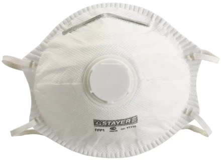 Полумаска фильтрующая STAYER &quot;PROFI&quot; противоаэрозольная с клапаном, многослойная, класс защиты FFP1 11110 купить в Тобольске
