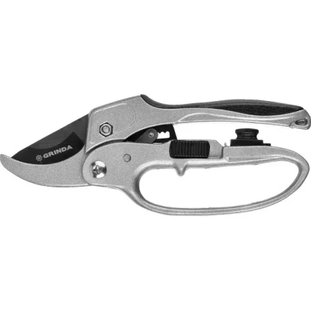 Секатор GRINDA алюминиевые ручки, храповый механизм, с эфесом, округлые лезвия, 200мм 8-423034 купить в Тобольске