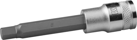 Торцовая бита-головка KRAFTOOL &quot;INDUSTRIE QUALITAT&quot;, удлиненная, материал S2, HEX, сатинированная, 1/2&quot;, H8 27909-08_z01 купить в Тобольске