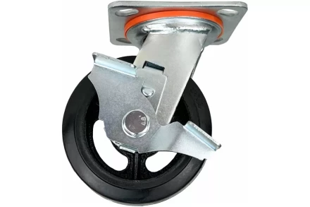 Аппаратное поворотное колесо большегрузное с тормозом HITCH 200*50 резина черная SCdb80 (SZ085007) купить в Тобольске