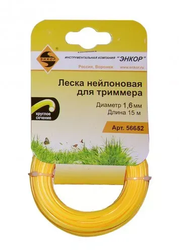 Леска нейл. для трим.,ф1,6ммх15м, круг Энкор 1/20 56652 купить в Тобольске