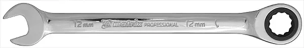 Ключ комбинированный трещоточный 16мм CrV зеркальный хром MATRIX PROFESSIONAL 14809 купить в Тобольске