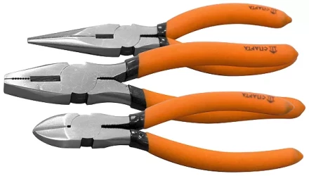 Набор губцевого инструмента из 3-х предметов №1 (плоскогубцы длинногубцы бокорезы) SPARTA 13544 купить в Тобольске