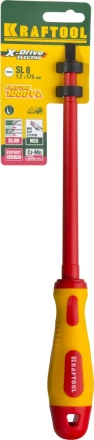 Отвертка KRAFTOOL, высоковольтная, Cr-Mo-V стержень, двухкомпонент. маслобензостойкая рукоятка, SL, 8,0х175мм 250083-8.0-175 купить в Тобольске