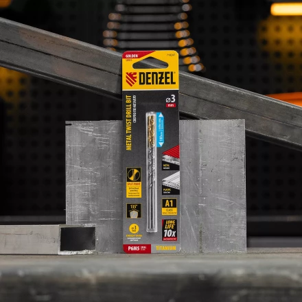 Сверло спиральное по металлу 3 х 100 мм, Р6М5, Golden Tip, удлиненное, 2шт. Denzel 718247 купить в Тобольске