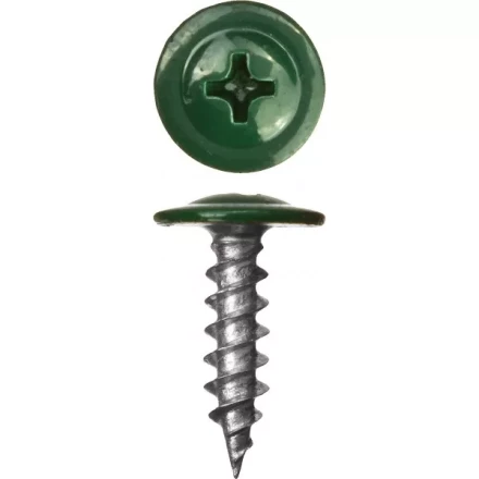 Саморезы ЗУБР с прессшайбой по листовому металлу до 0,9 мм, окрашенные в RAL-6005, PH2, 4,2х19 мм, 450шт 300191-42-019-6005 купить в Тобольске