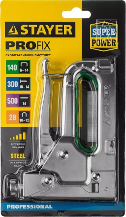 Степлер &quot;Max 140&quot; с регулировкой силы удара, металл корпус 4-в-1: тип 140 (6-14 мм) / 28 (9-11 мм) / 300 (10-14 мм) / 500 (14 мм), STAYER 31508_z02 купить в Тобольске
