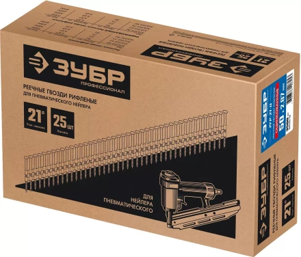 ЗУБР SN21 50 х 2.87 мм, реечные гвозди рифленые оцинкованные, 3500 шт (305393-50) купить в Тобольске