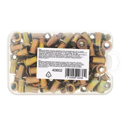 Заклепки резьбовые, стальные, оцинкованные, М5, пластиковый кейс, 100 шт. Denzel 40602 купить в Тобольске