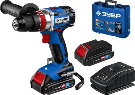 Бесщеточная дрель-шуруповерт ударная Зубр, 2 АКБ T7 (2 Ач), в кейсе DBS-201-22 серия «ПРОФЕССИОНАЛ» купить в Тобольске