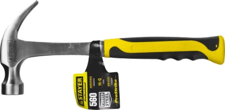 Молоток-гвоздодер STAYER &quot;PROFESSIONAL&quot; цельнометаллический с двухкомпонентной рукояткой, 560г 2025-560 купить в Тобольске