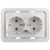 Розетка СВЕТОЗАР &quot;ГАММА&quot; двойная, с заземлением, цвет белый, 16А/~250В SV-54107-W купить в Тобольске
