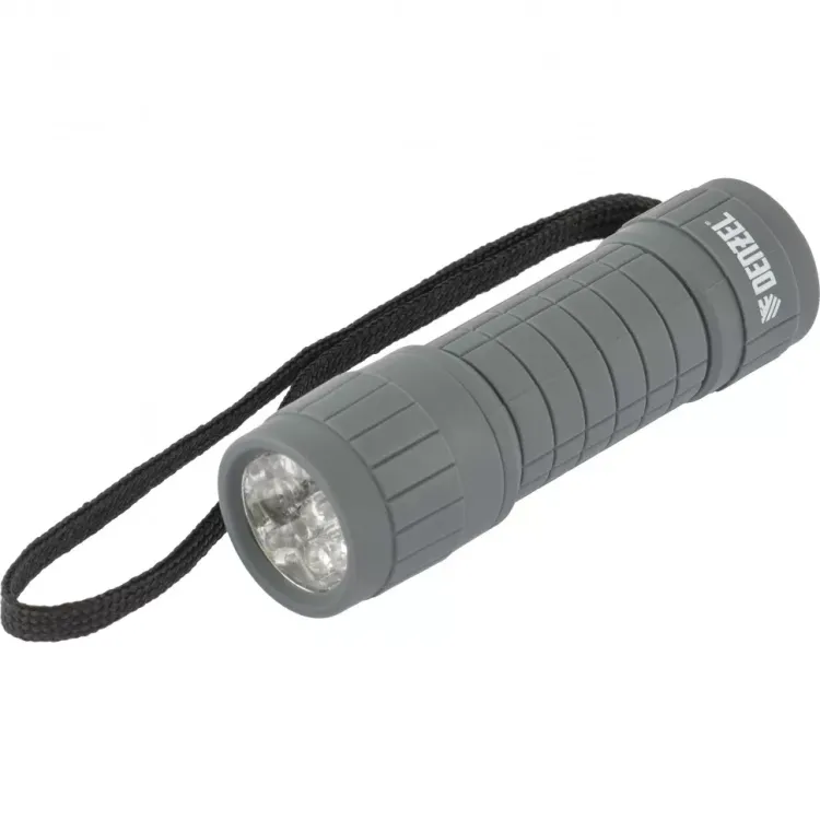 Фонарь светодиодный серый корпус с мягким покрытием 9 Led 3хААА Denzel 92612 купить в Тобольске