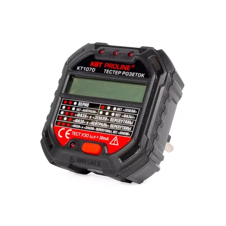 Тестер розеток и УЗО КВТ КТ 107D (86321) купить в Тобольске