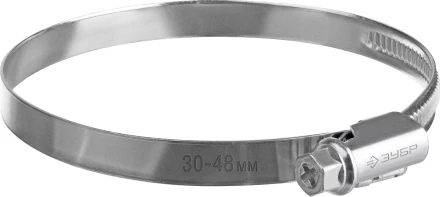 ЗУБР Х-9Н, 30 - 48 мм, накатная лента 9 мм, цинк, 50 шт, червячный хомут (37807-48) купить в Тобольске