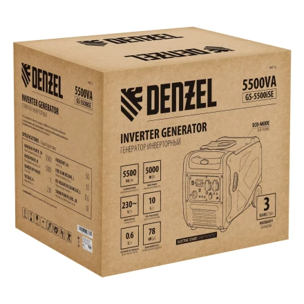 Генератор инверторный Denzel GS-5500iSE, 5,5 кВт, 230 В, закрытый корпус,электростартер купить в Тобольске