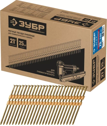ЗУБР SN21 75 х 3.05 мм, реечные гвозди рифленые оцинкованные, 2500 шт (305393-75) купить в Тобольске