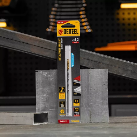 Сверло спиральное по металлу 4,2 х 119 мм, Р6М5, Golden Tip, удлиненное Denzel 718251 купить в Тобольске