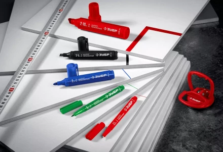 ЗУБР МП-300К красный, 2-5 мм, клиновидный перманентный маркер (06323-3) купить в Тобольске