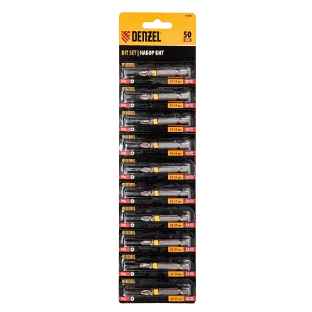 Бита PH2х50, сталь легированная S2, 10 шт., Е 6,3, шестигранный профиль, отрывная упаковка Denzel 11683 купить в Тобольске