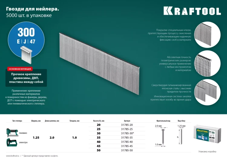Гвозди тип 18GA (47 / 300 / F) 5000 шт 31785-30 купить в Тобольске