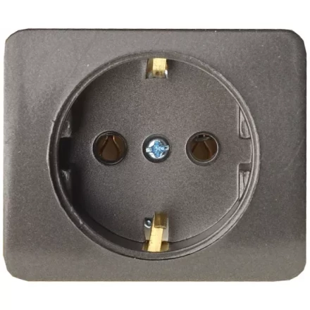 Розетка СВЕТОЗАР &quot;ГАММА&quot; с заземлением, одинарная, без вставки и рамки, цвет темно-серый металлик, 16А/~250В SV-54105-DM купить в Тобольске