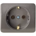 Розетка СВЕТОЗАР &quot;ГАММА&quot; с заземлением, одинарная, без вставки и рамки, цвет темно-серый металлик, 16А/~250В SV-54105-DM купить в Тобольске