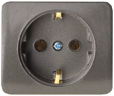 Розетка СВЕТОЗАР &quot;ГАММА&quot; с заземлением, одинарная, без вставки и рамки, цвет темно-серый металлик, 16А/~250В SV-54105-DM купить в Тобольске