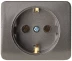 Розетка СВЕТОЗАР &quot;ГАММА&quot; с заземлением, одинарная, без вставки и рамки, цвет темно-серый металлик, 16А/~250В SV-54105-DM купить в Тобольске