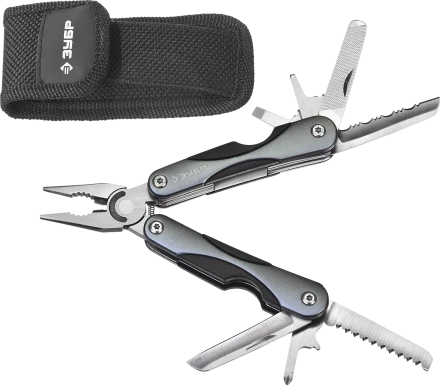 ЗУБР МАСТЕР мультитул 10 в 1 мини металлические ручки, нейлоновый чехол, 86 мм (47750) купить в Тобольске