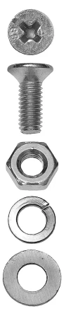 Винт ЗУБР (DIN965) в комплекте с гайкой (DIN934), шайбой (DIN125), шайбой пруж. (DIN127),  M4x20мм, ТФ6, 25шт. 4-303456-04-020 купить в Тобольске