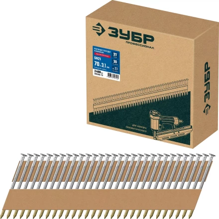 ЗУБР SN21 70 х 3.1 мм, реечные гвозди рифленые оцинкованные, 2400 шт (305396-70) купить в Тобольске