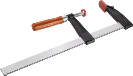 Струбцина ЗУБР &quot;СТАНДАРТ&quot;, тип &quot;F&quot;, деревянная ручка, стальная закаленная рейка, 80х300мм 32152-80-300 купить в Тобольске