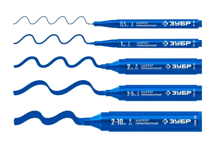 ЗУБР МП-300К синий, 2-5 мм, клиновидный перманентный маркер (06323-7) купить в Тобольске