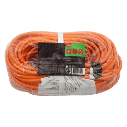 Удлинитель-шнур силовой 30 м, 10A, тип УХ10, 1 розетка, Россия Сибртех 96053 купить в Тобольске