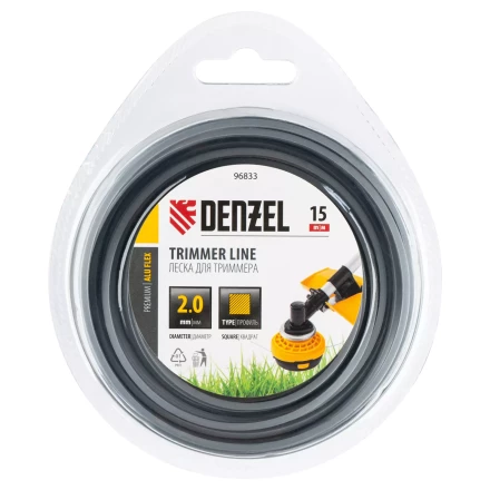 Леска для триммера армированная алюминием квадратная, 2,0мм х 15м, блистер ALUFLEX Denzel 96833 купить в Тобольске