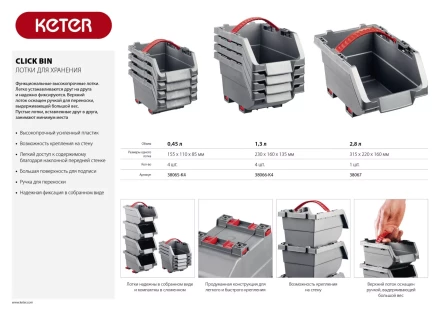 Лоток &quot;Clickbin&quot;, 2,8 л, KETER 38067 купить в Тобольске